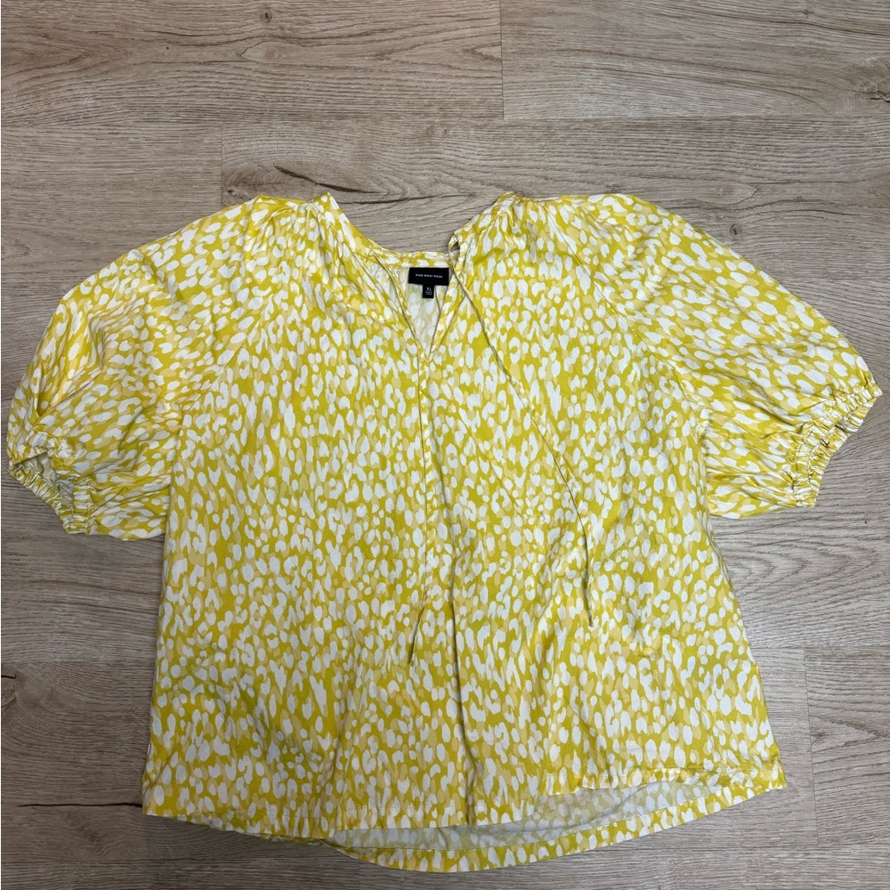 Yellow and White Women's Top